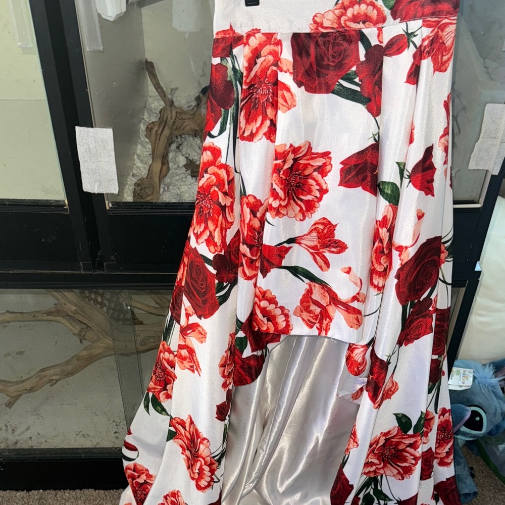 My Michelle Red and Green Floral Skirt